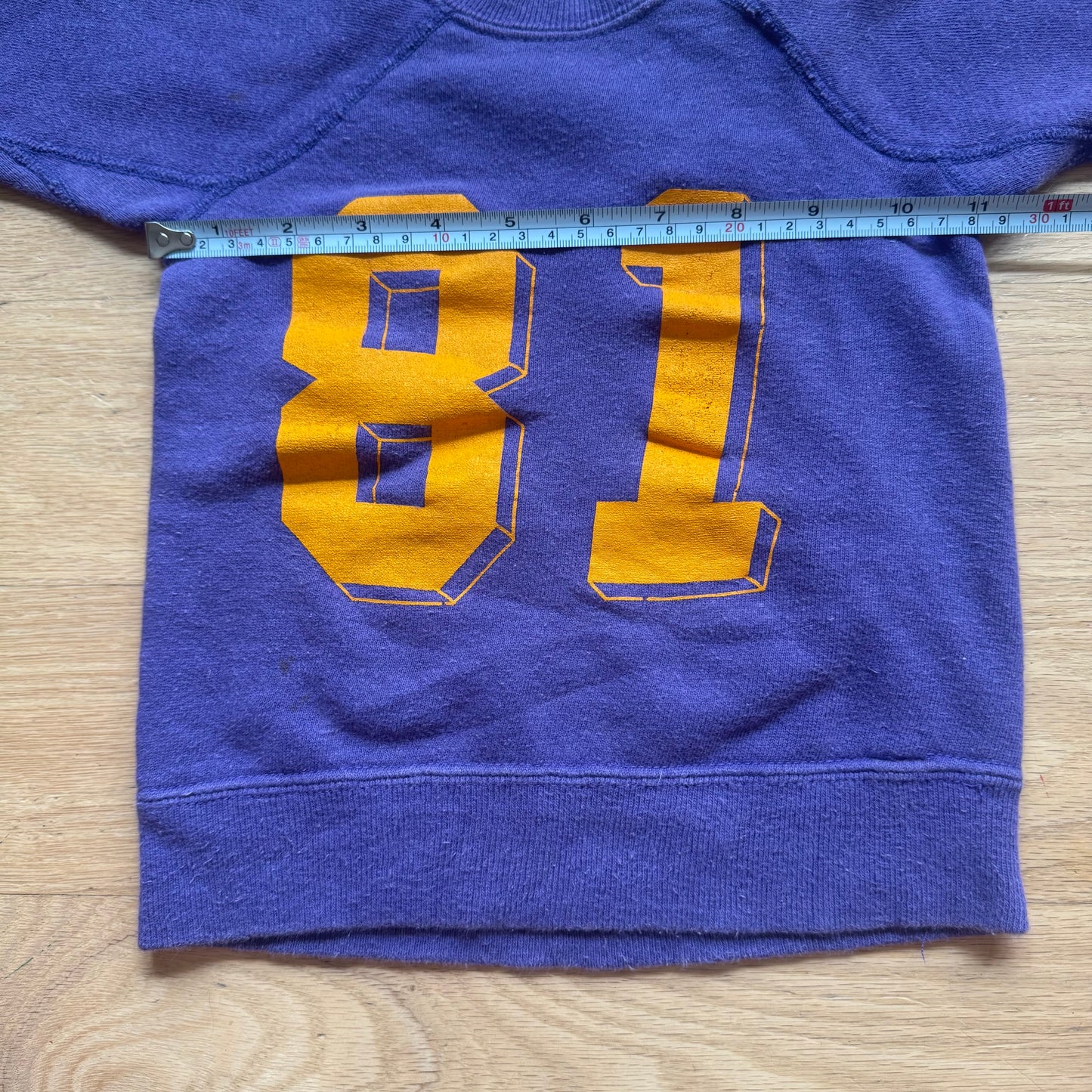 70s 80s Kids Toddler Vintage Purple Long Sleeve Crew Pullover Yellow 81 Print Front and Back and Sleeves 2T 3T 4T