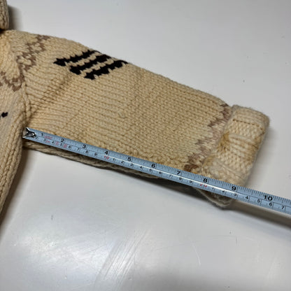 50s 60s Kids Toddler Vintage Beige Brown Royal Guard Heavy Talon Zipper Cowichan Sweater / 2Y 3Y 4Y