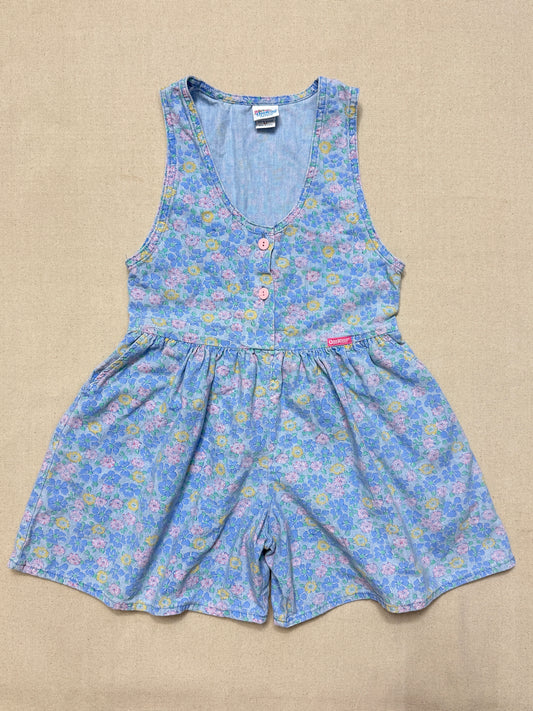 90s Kids Vintage Oshkosh Bgosh Flower AOP Lightweight Denim Jumper / 6X / Made in USA