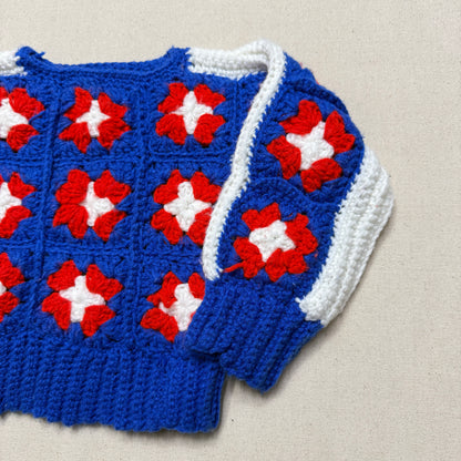 Kids Toddler Vintage Handmade Granny Square Knit Sweater / 2T 3T 4T