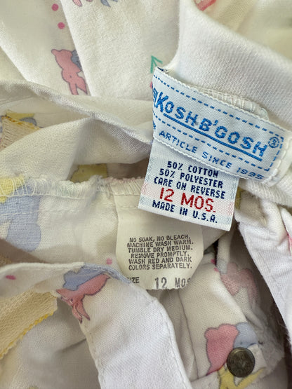 90s Kids Infant Baby Vintage Oshkosh Bgosh Rabitt AOP Overall and Raffle  Sleeve Tshirt 2pc Set / 3m 6m 9m / Made in USA set