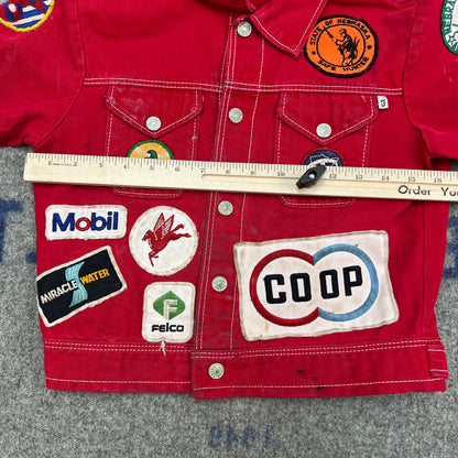 Vintage Youth 80’s Red Denim Jacket With Patches