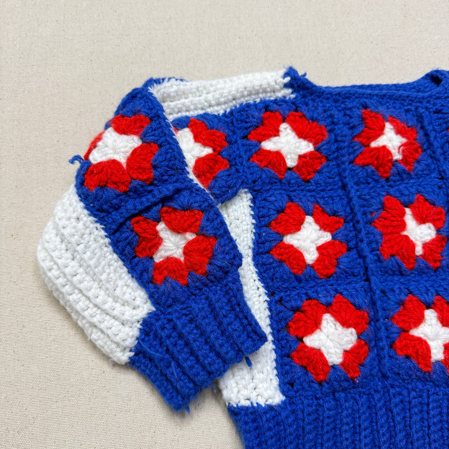 Kids Toddler Vintage Handmade Granny Square Knit Sweater / 2T 3T 4T