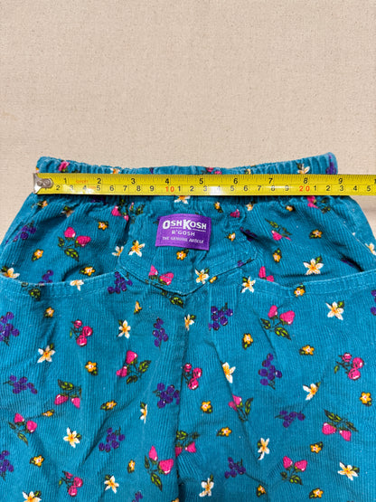 90s Kids Toddler Vintage Oshkosh Bgosh Fruits Flower AOP Corduroy Elastic Pants / 4T 5T