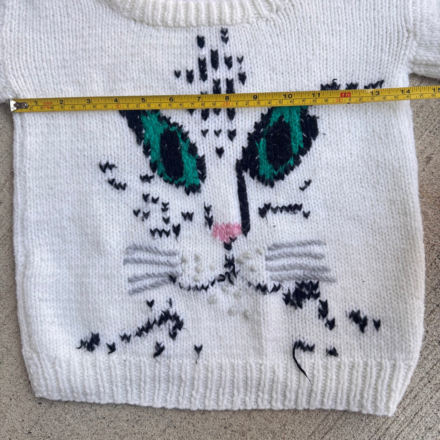 Kids Toddler Cat Animal Hand Knit Pullover Sweater 4Y 5Y 6Y