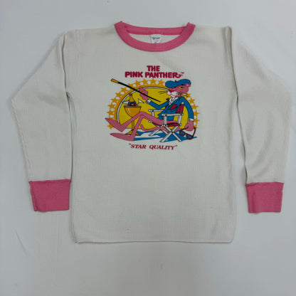 80s Kids Vintage Pink Panther ‘ Star Quality’ Thermal Long Sleeve Size M 8-10Y