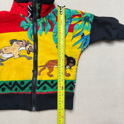 90s Kids Infant Vintage Handmade Lion King Towel Fabric Zip Up Jacket / 12m 18m 24m