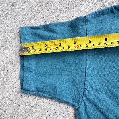 Early 2000s Kids Vintage Lizards Print Teal 100% Cotton T-Shirt XS 6-8Y Baby Tee