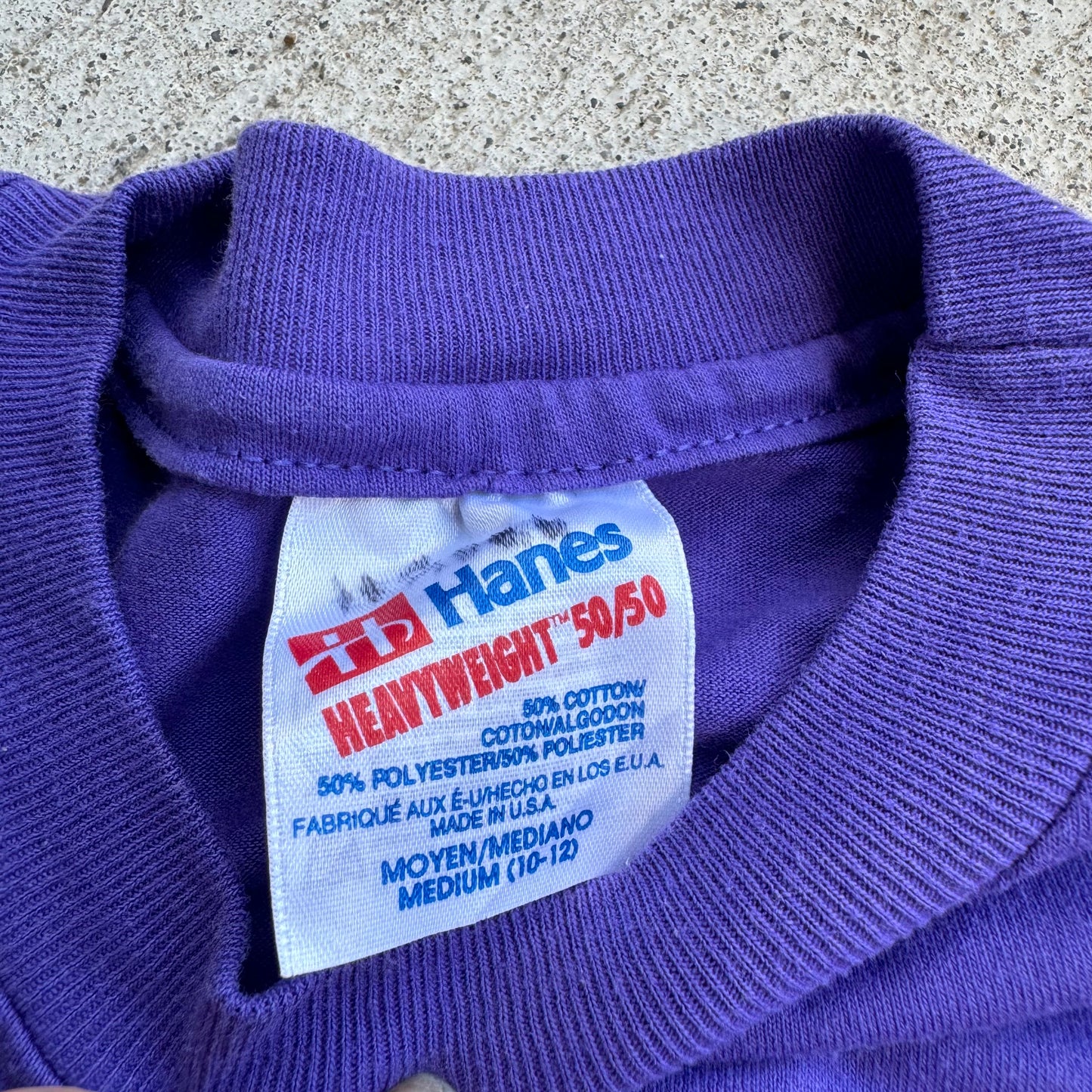 90s 1993 Kids Youth Vintage Prehistoric Posses Dinosaur 50/50 Purple T-Shirt 7Y 8Y 9Y Made in USA