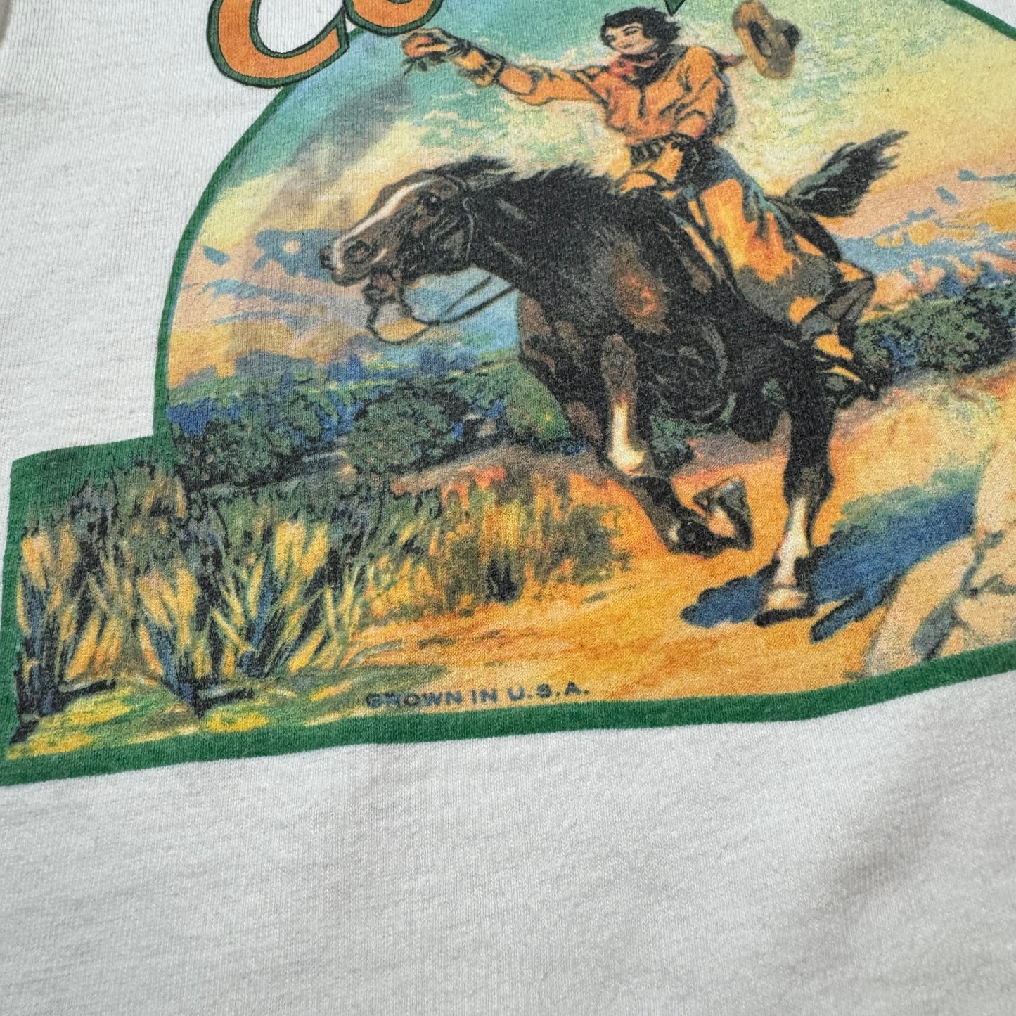 80s Kids Toddler Vintage Cowgirl Western Print White Single Stitch Short Sleeve T-Shirt 100% Cotton XS 4Y 5Y Baby Tee Made in USA