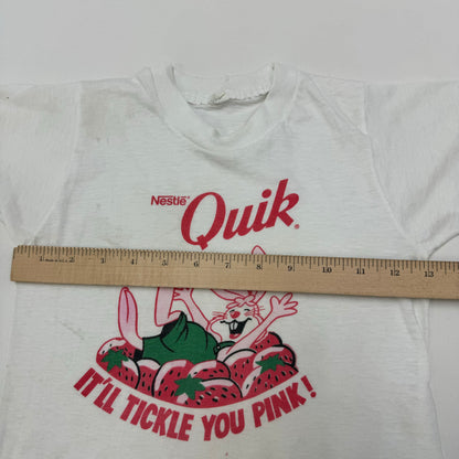 Kids Vintage Nestle Quick Bunny T-Shirt `It’ll tickle you pink’ 10-12