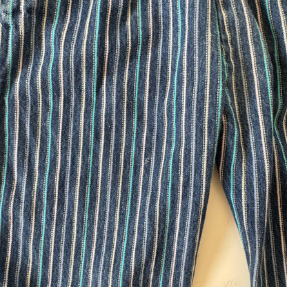 70s Kids Vintage Washington Dee Cee Sanforized Blue Denim Long Pant Striped Overalls With Adjustable Straps 6Y Made in USA