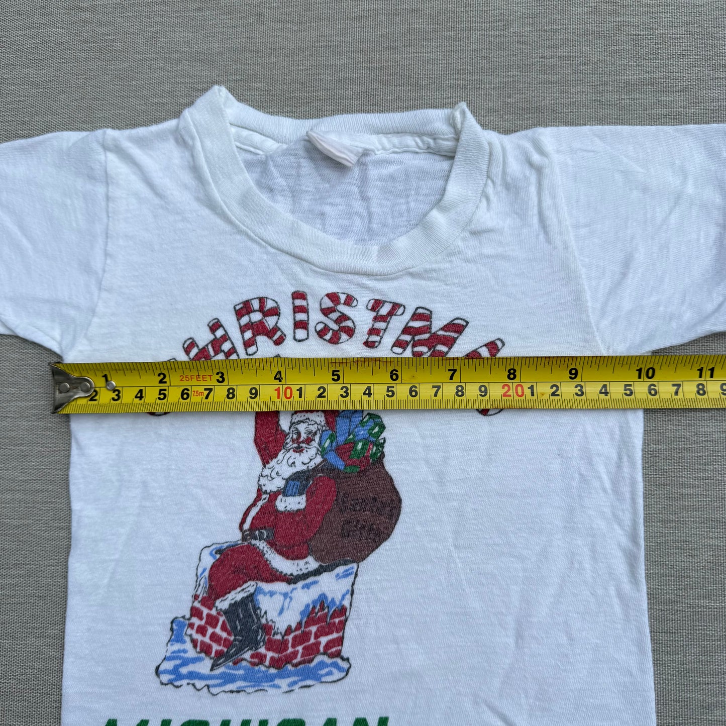 60s Kids Baby Vintage Christmas Santa Claus Michigan White Short Sleeve T-Shirt 12m 24m