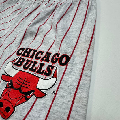 90s Kids Vintage Gray Rock U Sports Apparel Chicago Bulls Red Striped Shorts with Elastic Waistband Large 8Y 9Y 10Y Made in USA