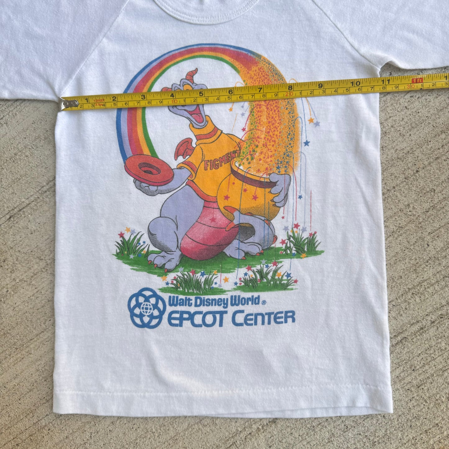 Kids Toddler Vintage Disney  White 50/50 T-Shirt Figment Character Epcot Center S 3Y 4Y 5Y