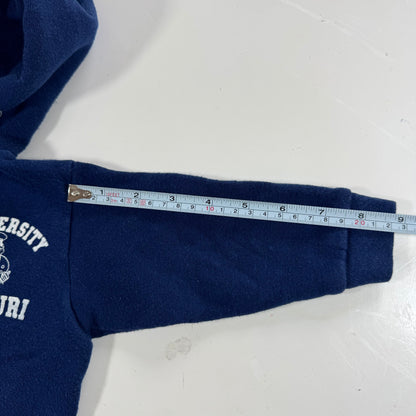 80s Kids Infant Vintage Navy University Missouri Hooded Sweatshirt With Snaps 12m 18m