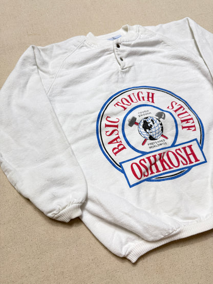 80s 90s Kids Toddler Vintage Oshkosh Bgosh Cool Print White Cotton Raglansleeve Longsleeve Top / 4T 5T / Made in USA