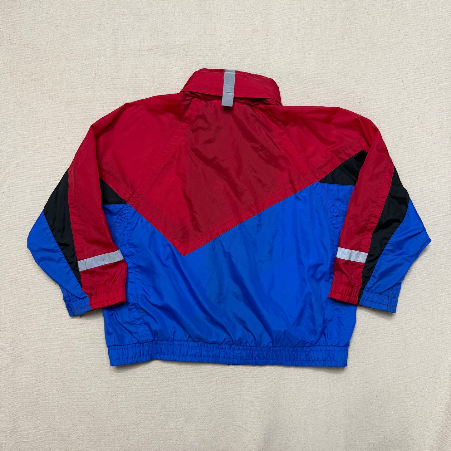 90s Kids Vintage Nike Red Blue Multicolour Hidden Hood with Light Reflector Windbreaker Light Jacket  / 6y 7y 8y