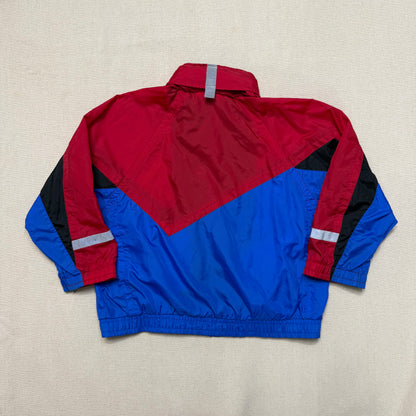 90s Kids Vintage Nike Red Blue Multicolour Hidden Hood with Light Reflector Windbreaker Light Jacket  / 6y 7y 8y