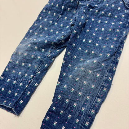 90s Kids Toddler Infant Vintage Baby B’Gosh Oshkosh Denim White Flower Embroidered Print Overall /2T / Made in USA