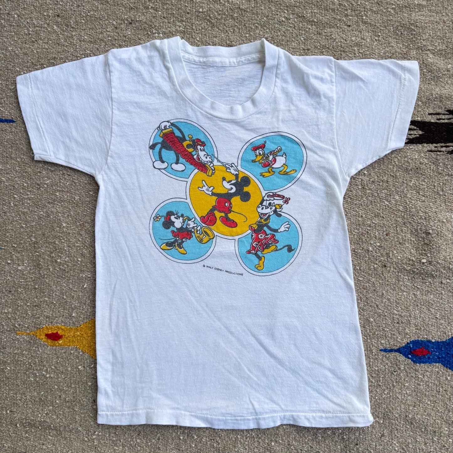 80s 90s Kids Vintage Walt Disney Mickey Single Stitch White T-Shirt 4Y 5Y 6Y
