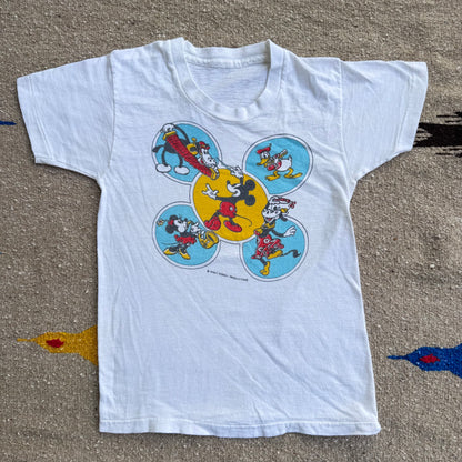 80s 90s Kids Vintage Walt Disney Mickey Single Stitch White T-Shirt 4Y 5Y 6Y