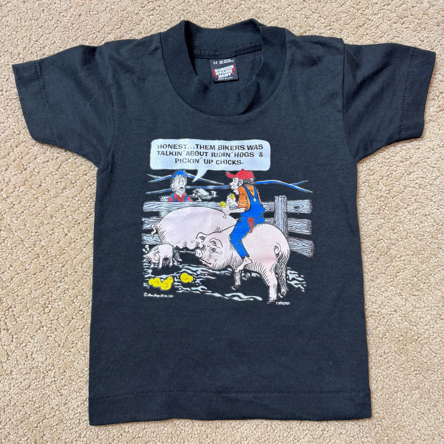 80s Kids Toddler Vintage Finny Graphic Print Screen Stars Best Black Single Stitch Short Sleeve T-Shirt 2T 3T 4Y Made in USA