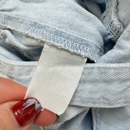 90s Kids Baby Vintage Oshkosh Bgosh Light Denim Shortall Romper Pink Label /6m/9m/12m