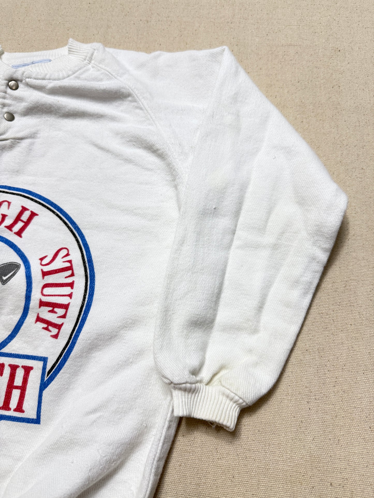 80s 90s Kids Toddler Vintage Oshkosh Bgosh Cool Print White Cotton Raglansleeve Longsleeve Top / 4T 5T / Made in USA