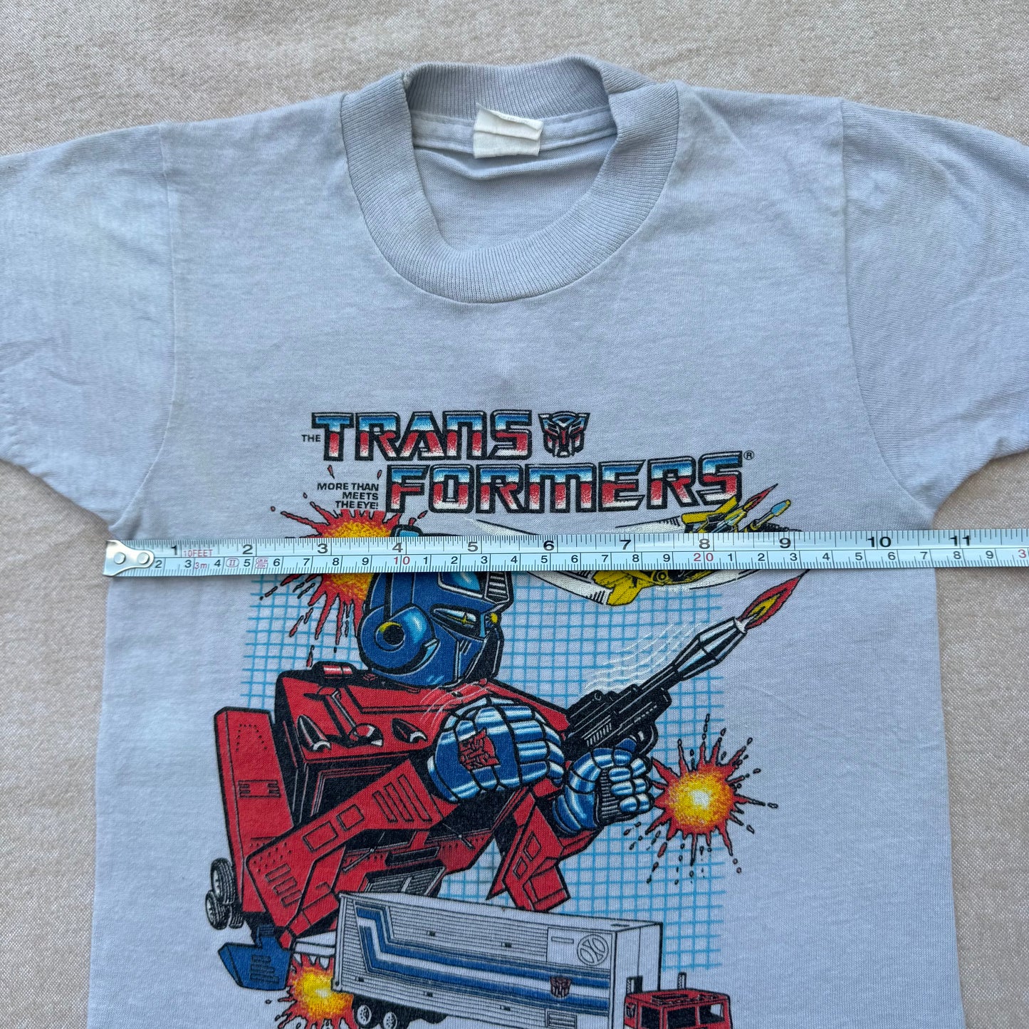 80s Kids Toddler Vintage Transformers Optimus Prime Gray Short Single Stitch T-Shirt 2T 3T