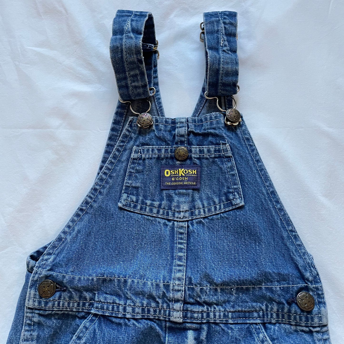 80s Kids Vintage Oshkosh Denim Overall with knee patches Size 7