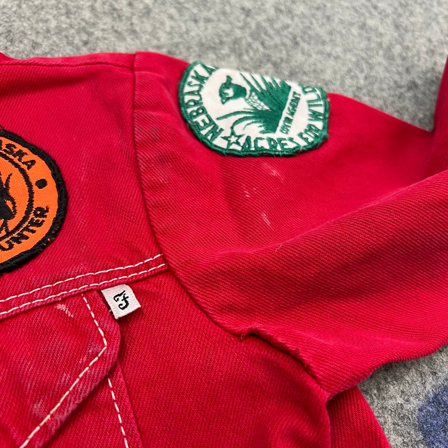 Vintage Youth 80’s Red Denim Jacket With Patches