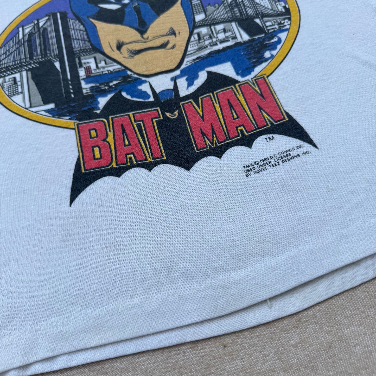 80s Kids Vintage DC Comics Batman White Short Single Stitch Sleeve T-Shirt 6Y 7Y 8Y