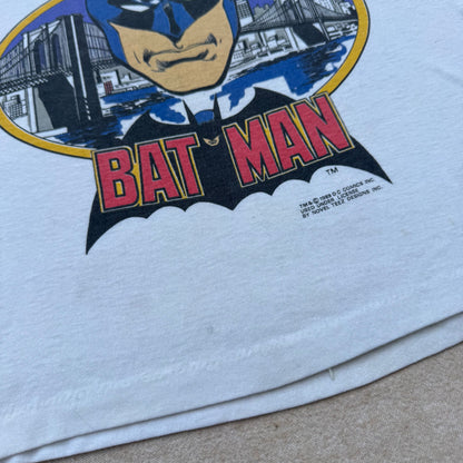 80s Kids Vintage DC Comics Batman White Short Single Stitch Sleeve T-Shirt 6Y 7Y 8Y