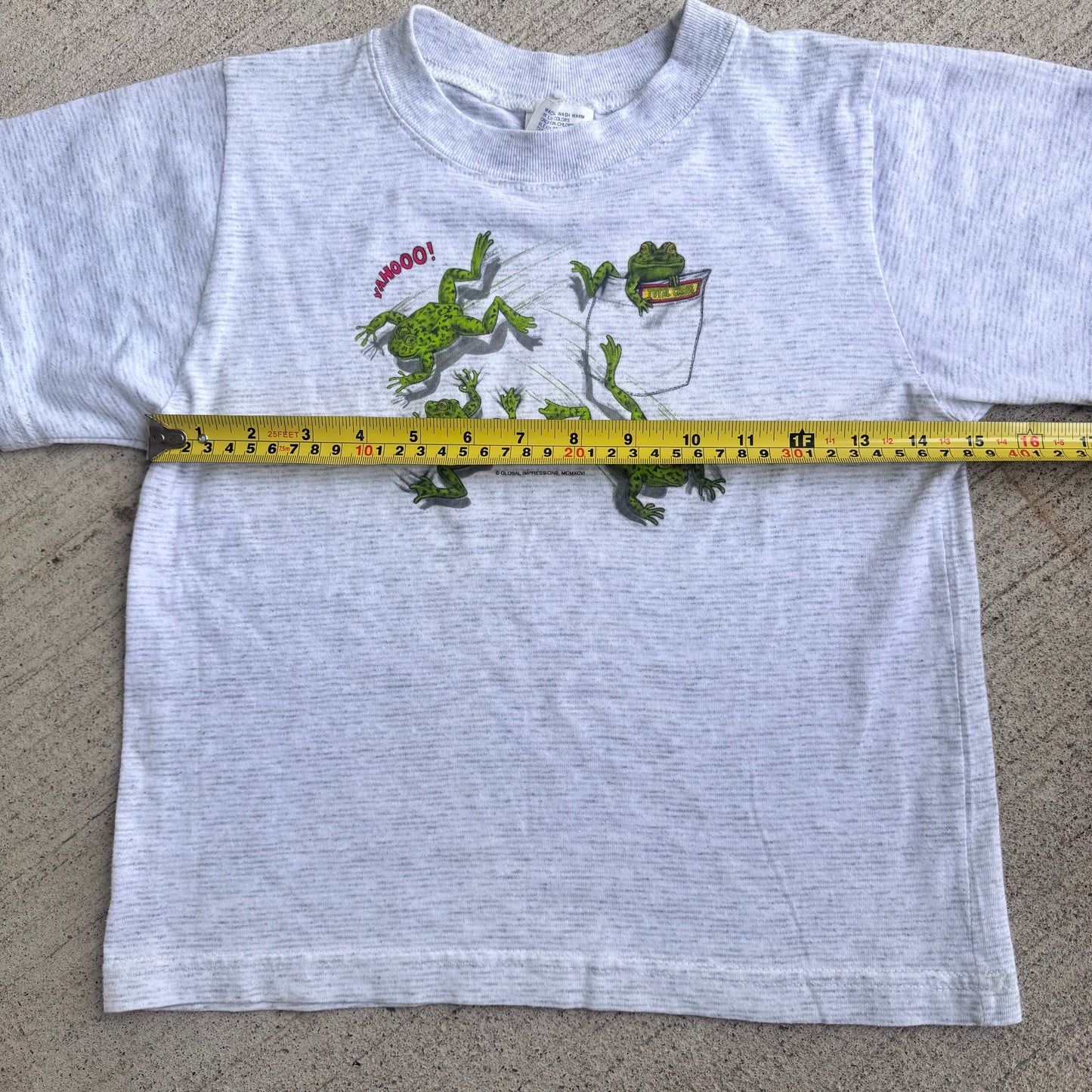 Kids Vintage Frogs Jumping Gray 50/50 T-Shirt L 6Y 7Y 8Y Baby Tee Made in USA