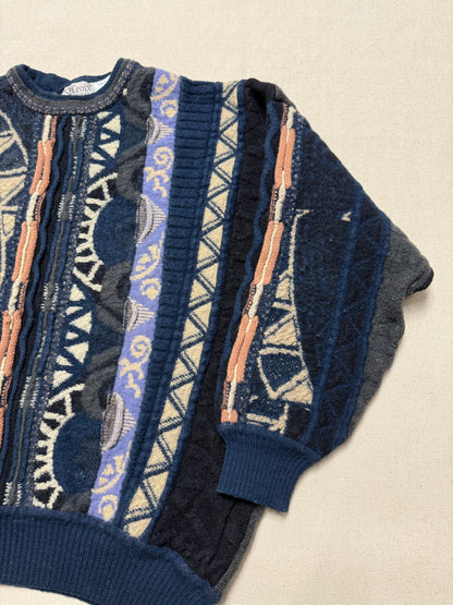 90s Kids Youth Vintage Coogi Style 100% Pure Wool Sweater / Made in USA / 7y 8y 9y