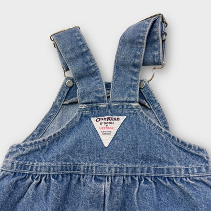 90s Baby Vintage 100% Cotton Denim Bubble Oshkosh B’Gosh Vestbak Overall 12m Pink Label