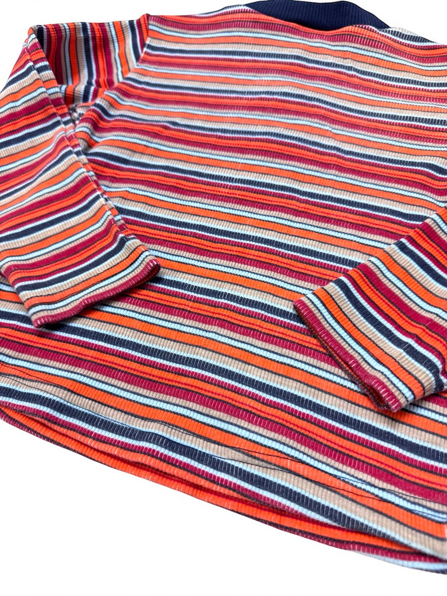 90s Kids Vintage Disney Pooh Multicolour Striped Long Sleeve V Neck Stretchy Shirt With Embroidery