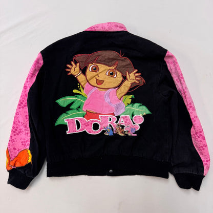 Kids DORA Racing Snap Pink and Black Jacket M 7Y 8Y