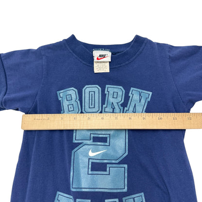 90s Kids Toddler Vintage Nike 100% Cotton Blue Short Sleeve Born 2 Play Onesie Romper 24m