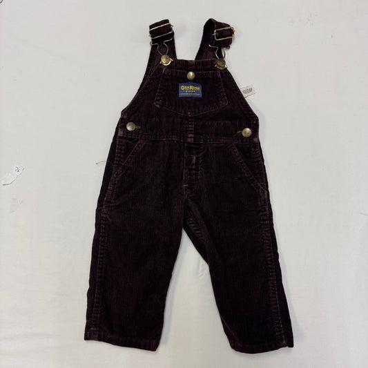 80s Kids Toddler Infant Vintage Baby B’Gosh Oshkosh Dark Brown Cordury Overall /12m 18m / Made in USA