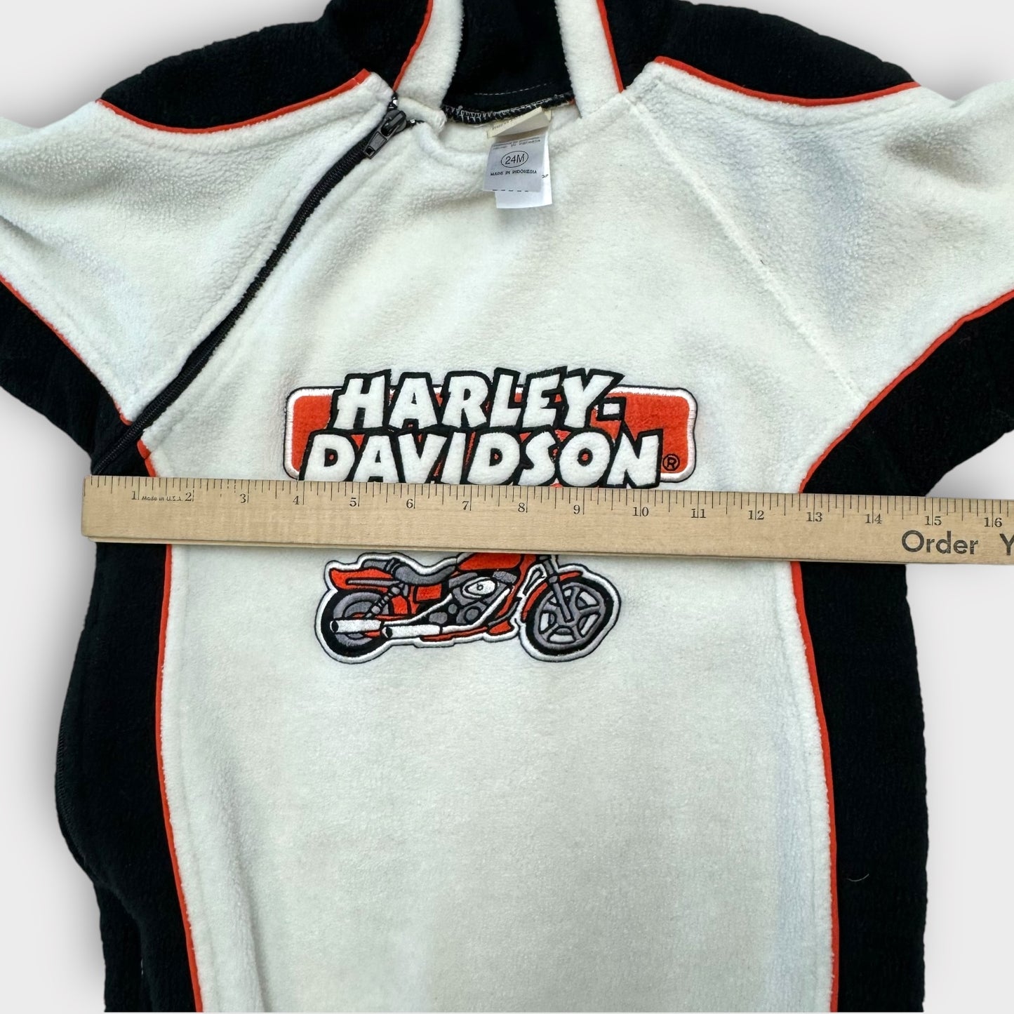 Kids Toddler Baby Harley Davidson Motorcycles Fleece Zip Onesie with Hood Big Logo 18m 24m 2Y