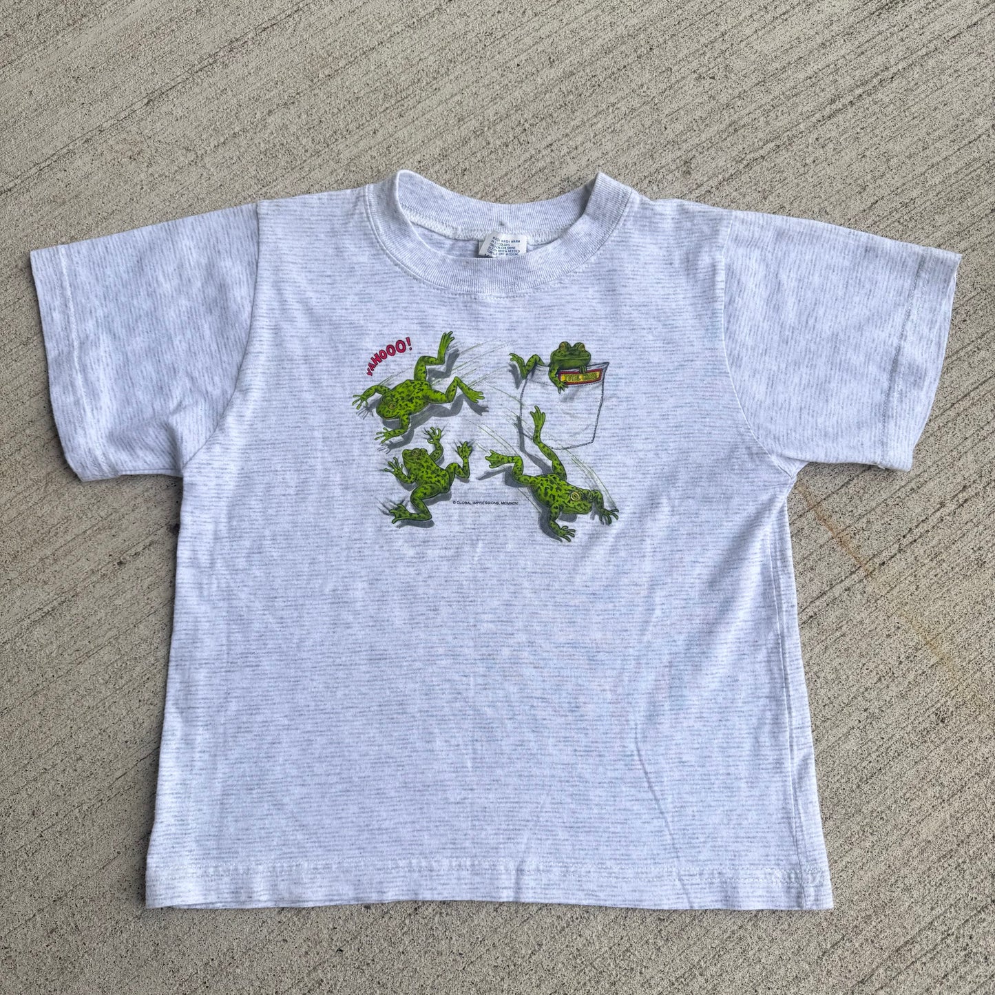 Kids Vintage Frogs Jumping Gray 50/50 T-Shirt L 6Y 7Y 8Y Baby Tee Made in USA