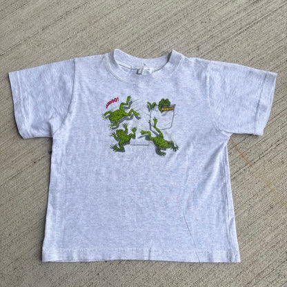 Kids Vintage Frogs Jumping Gray 50/50 T-Shirt L 6Y 7Y 8Y Baby Tee Made in USA