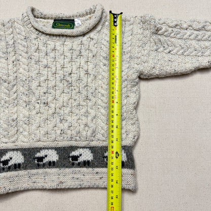 90s Kids Toddler Vintage Sheep Pattern Glencroft Pure Wool irish Fisherman Knit Sweater / 2T 3T