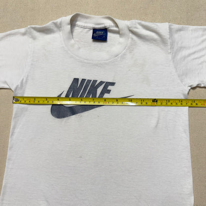 80s Kids Toddler Vintage Nike Blue Tag Gray Big Logo Print Single Stitch White Tshirt / 4T 5T 6y / Made in USA