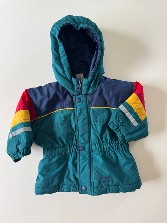 200s Kids Toddler Infant Vintage Baby B’Gosh Oshkosh Thick Multicolour Zip Hooded Jacket//12m/18m