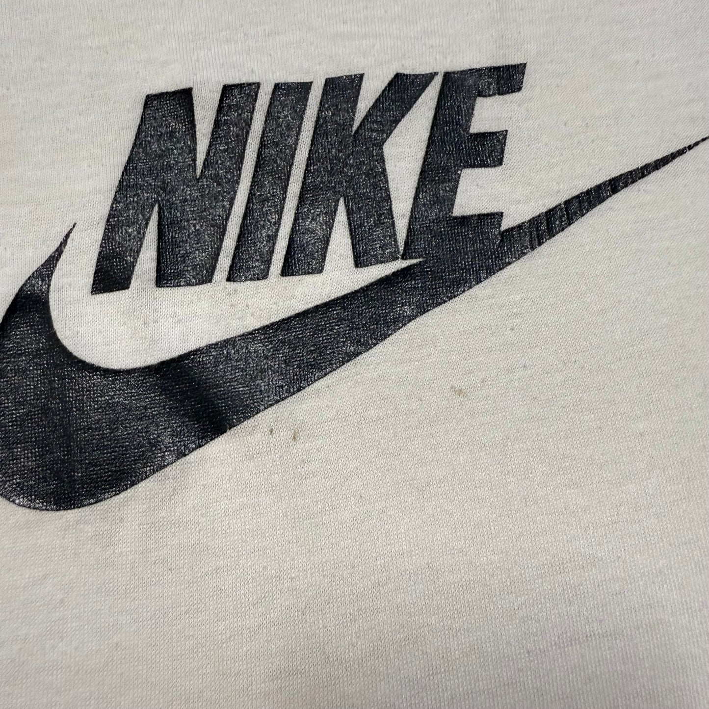 80s Kids Toddler Vintage Nike Blue Tag Gray Big Logo Print Single Stitch White Tshirt / 4T 5T 6y / Made in USA