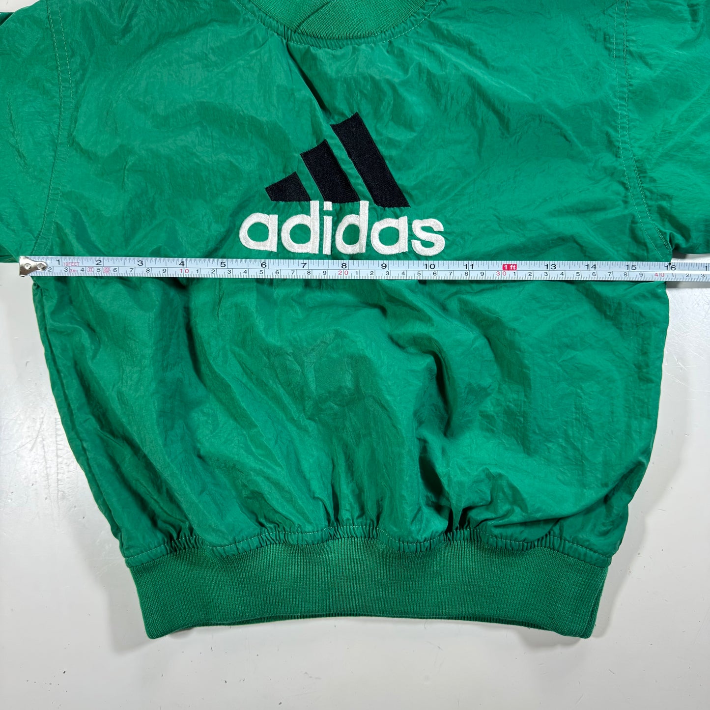 90s Kids Vintage Adidas Light Weight Green Lined Windbreaker Jacket Sweatshirt Big Logo M 5Y