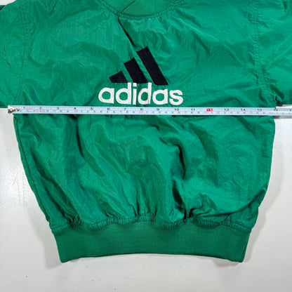 90s Kids Vintage Adidas Light Weight Green Lined Windbreaker Jacket Sweatshirt Big Logo M 5Y